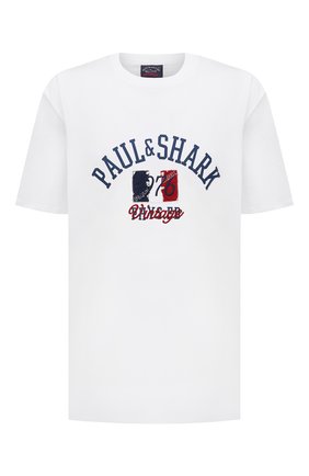 Мужская хлопковая футболка PAUL&SHARK белого цвета по цене 21650 руб., арт. 21411076/C00/3XL-6XL | Фото 1 Мужская хлопковая футболка PAUL&SHARK белого цвета, арт. 21411076/C00/3XL-6XL | Фото 1
