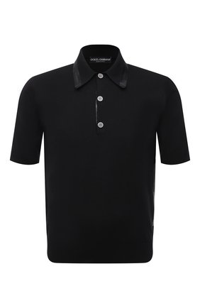 Мужское поло из шелка и хлопка DOLCE & GABBANA черного цвета по цене 76000 руб., арт. GXD90T/JBMI3 | Фото 1 Мужское поло из шелка и хлопка DOLCE & GABBANA черного цвета, арт. GXD90T/JBMI3 | Фото 1