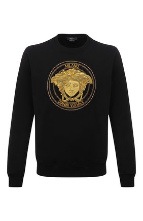 Мужской хлопковый свитшот VERSACE черного цвета по цене 109000 руб., арт. A89402/A231242 | Фото 1 Мужской хлопковый свитшот VERSACE черного цвета, арт. A89402/A231242 | Фото 1 (Длина (для топов): Стандартные; Рукава: Длинные; Материал внешний: Хлопок; Мужское Кросс-КТ: свитшот-одежда; Принт: С принтом; Стили: Кэжуэл)