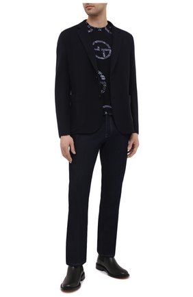 Мужская футболка из вискозы GIORGIO ARMANI темно-синего цвета по цене 41950 руб., арт. 3KST55/SJMIZ | Фото 2 Мужская футболка из вискозы GIORGIO ARMANI темно-синего цвета, арт. 3KST55/SJMIZ | Фото 2