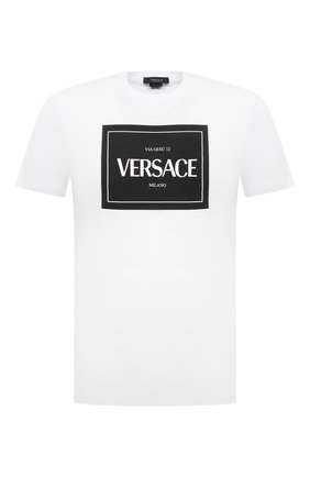 Мужская хлопковая футболка VERSACE белого цвета по цене 26300 руб., арт. A89296/A228806 | Фото 1 Мужская хлопковая футболка VERSACE белого цвета, арт. A89296/A228806 | Фото 1