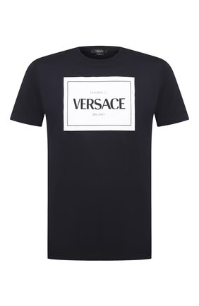 Мужская хлопковая футболка VERSACE темно-синего цвета по цене 19950 руб., арт. A89296/A228806 | Фото 1 Мужская хлопковая футболка VERSACE темно-синего цвета, арт. A89296/A228806 | Фото 1