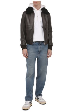 Мужской кожаный бомбер с меховой отделкой LANVIN темно-коричневого цвета по цене 307500 руб., арт. RM-LF0003-CM23-P21 | Фото 2 Мужской кожаный бомбер с меховой отделкой LANVIN темно-коричневого цвета, арт. RM-LF0003-CM23-P21 | Фото 2
