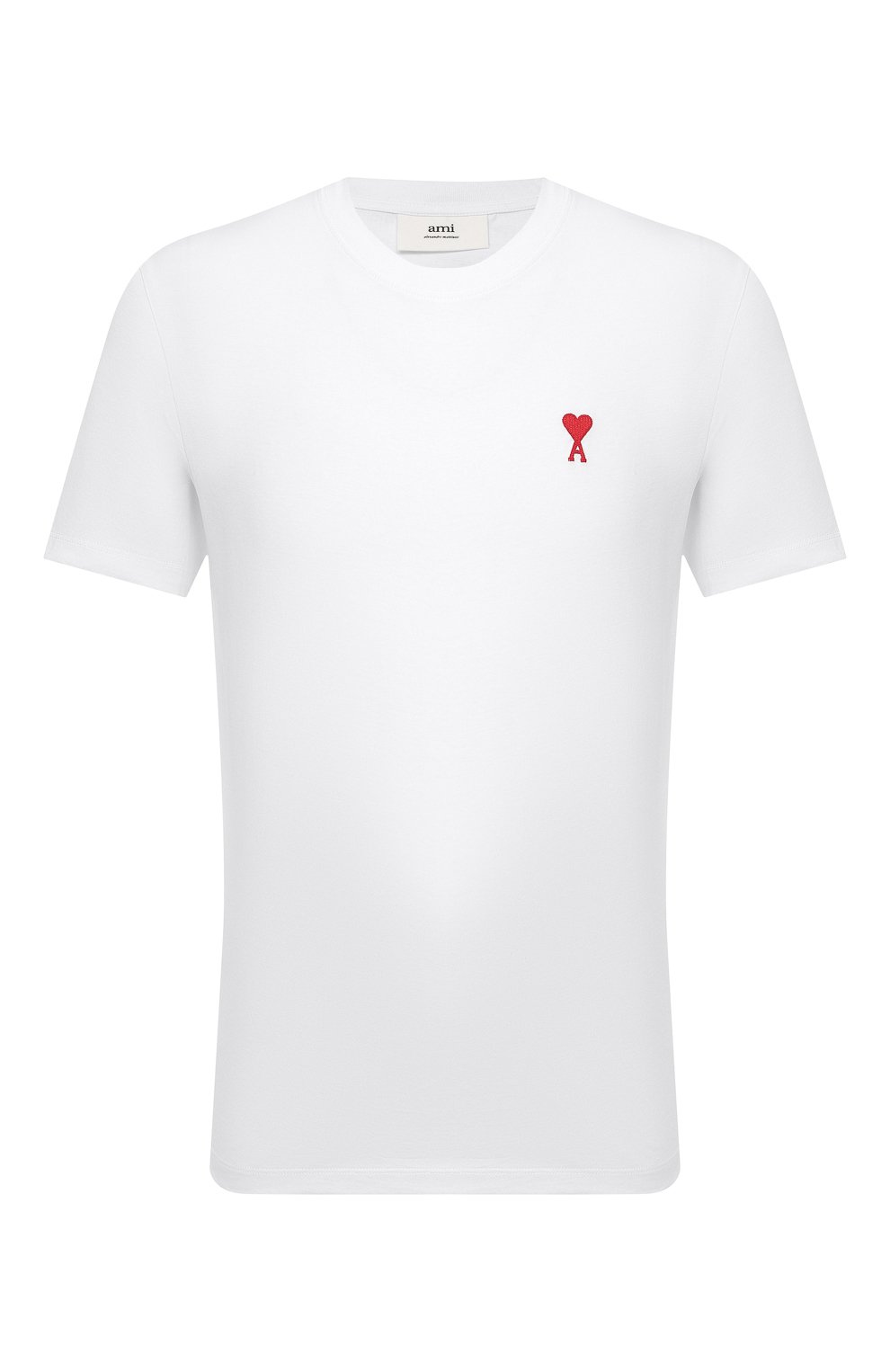 Мужская хлопковая футболка AMI белого цвета, арт. BFHJ108.723 | Фото 1 (Принт: Без принта; Рукава: Короткие; Длина (для топов): Стандартные; Материал внешний: Хлопок; Стили: Минимализм)