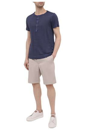 Мужская льняная футболка 120% LINO темно-синего цвета, арт. T0M7672/E908/S00 | Фото 2 (Рукава: Короткие; Материал внешний: Лен; Длина (для топов): Стандартные; Принт: Без принта; Стили: Кэжуэл)