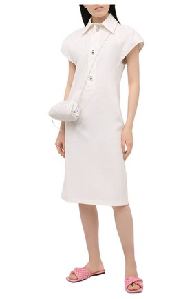 Женские текстильные шлепанцы stretch BOTTEGA VENETA розового цвета по цене 68750 руб., арт. 652860/V0GM0 | Фото 2 Женские текстильные шлепанцы stretch BOTTEGA VENETA розового цвета, арт. 652860/V0GM0 | Фото 2 (Материал внутренний: Натуральная кожа, Текстиль; Каблук высота: Низкий; Материал внешний: Текстиль; Подошва: Плоская)
