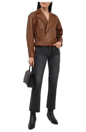 Женская кожаная куртка SAINT LAURENT коричневого цвета по цене 353000 руб., арт. 644265/Y50A2 | Фото 2 Женская кожаная куртка SAINT LAURENT коричневого цвета, арт. 644265/Y50A2 | Фото 2 (Длина (верхняя одежда): Короткие; Стили: Гламурный; Женское Кросс-КТ: Замша и кожа; Материал подклада: Купро; Рукава: Длинные; Кросс-КТ: Куртка; Материал внешний: Натуральная кожа)