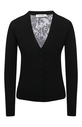 Женский шерстяной кардиган VALENTINO черного цвета по цене 104000 руб., арт. VB3KA01Q653 | Фото 1 Женский шерстяной кардиган VALENTINO черного цвета, арт. VB3KA01Q653 | Фото 1