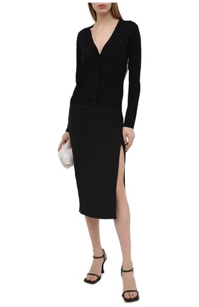 Женский шерстяной кардиган VALENTINO черного цвета по цене 104000 руб., арт. VB3KA01Q653 | Фото 2 Женский шерстяной кардиган VALENTINO черного цвета, арт. VB3KA01Q653 | Фото 2