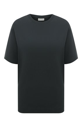 Женская хлопковая футболка DRIES VAN NOTEN темно-зеленого цвета по цене 13800 руб., арт. 211-11150-2600 | Фото 1 Женская хлопковая футболка DRIES VAN NOTEN темно-зеленого цвета, арт. 211-11150-2600 | Фото 1