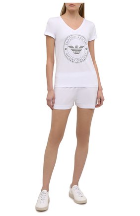 Женская хлопковая пижама EMPORIO ARMANI белого цвета по цене 9950 руб., арт. 164448/1P255 | Фото 1 Женская хлопковая пижама EMPORIO ARMANI белого цвета, арт. 164448/1P255 | Фото 1