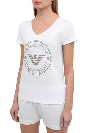 Женская хлопковая пижама EMPORIO ARMANI белого цвета по цене 9950 руб., арт. 164448/1P255 | Фото 2 Женская хлопковая пижама EMPORIO ARMANI белого цвета, арт. 164448/1P255 | Фото 2
