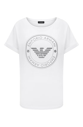 Женская хлопковая футболка EMPORIO ARMANI белого цвета по цене 6590 руб., арт. 164340/1P255 | Фото 1 Женская хлопковая футболка EMPORIO ARMANI белого цвета, арт. 164340/1P255 | Фото 1