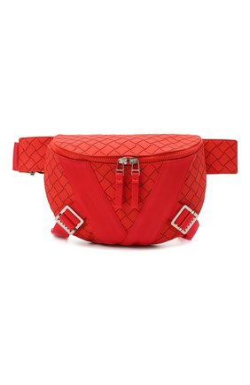 Мужская поясная сумка BOTTEGA VENETA красного цвета, арт. 652551/V0GK1 | Фото 1 (Материал: Текстиль; Ремень/цепочка: На ремешке; Размер: medium)