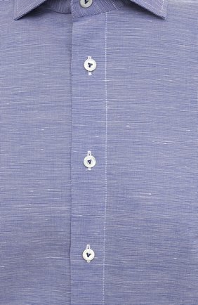 Мужская сорочка из хлопка и льна VAN LAACK темно-синего цвета, арт. RIVARA-S-TF/160006 | Фото 5 (Рубашки М: Regular Fit; Воротник: Акула; Рукава: Короткие; Длина (для топов): Стандартные; Материал внешний: Хлопок, Лен; Случай: Формальный; Принт: Однотонные; Стили: Кэжуэл)