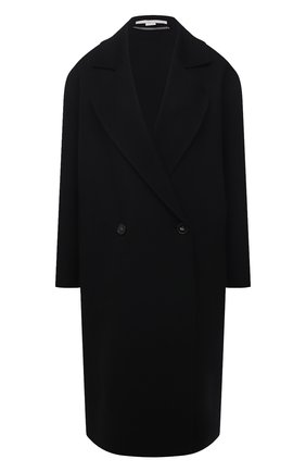Женское шерстяное пальто STELLA MCCARTNEY черного цвета, арт. 602900/SPB05 | Фото 1 (Материал внешний: Шерсть; Рукава: Длинные; 1-2-бортные: Двубортные; Стили: Кэжуэл; Длина (верхняя одежда): До колена)