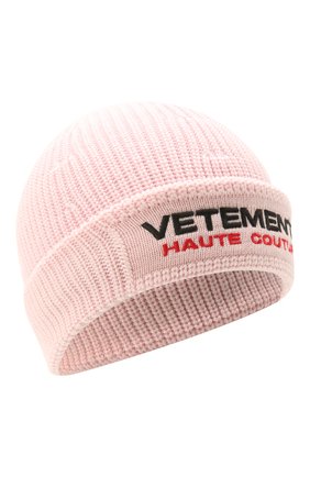 Женская шерстяная шапка VETEMENTS розового цвета по цене 42750 руб., арт. UE51SA500P 1399/W | Фото 1 Женская шерстяная шапка VETEMENTS розового цвета, арт. UE51SA500P 1399/W | Фото 1