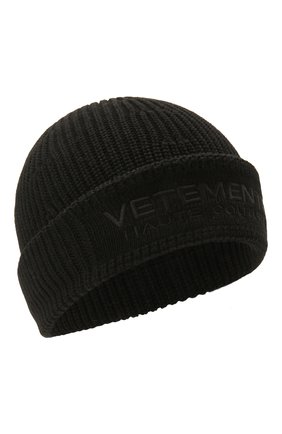 Женская шерстяная шапка VETEMENTS черного цвета, арт. UE51SA500B 1399/W | Фото 1 (Материал: Шерсть, Текстиль)