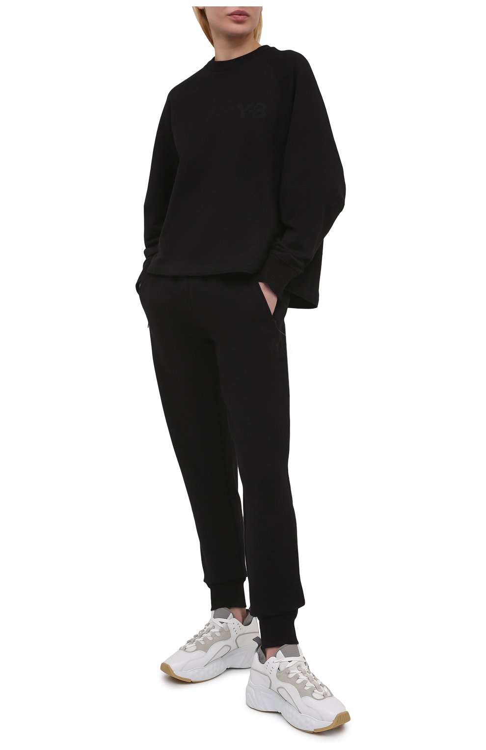 Женская хлопковая футболка Y-3 черного цвета, арт. GV0336/W | Фото 2 (Рукава: Длинные; Длина (для топов): Стандартные; Региональные ограничения белый список (Axapta Mercury): RU; Материал внешний: Хлопок; Женское Кросс-КТ: Футболка-одежда, Лонгслив-одежда)