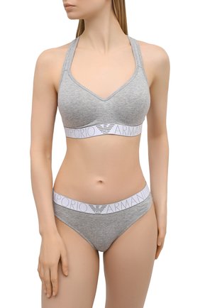 Женский бра-топ EMPORIO ARMANI серого цвета по цене 5945 руб., арт. 163995/1P227 | Фото 2 Женский бра-топ EMPORIO ARMANI серого цвета, арт. 163995/1P227 | Фото 2
