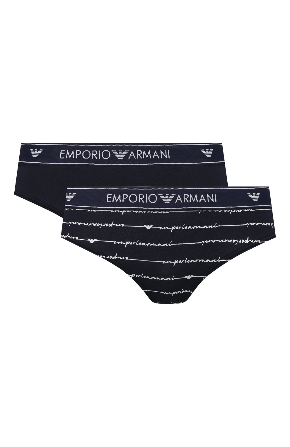 Женские набор из двух трусов-слипов EMPORIO ARMANI темно-синего цвета, арт. 163334/1P219 | Фото 1