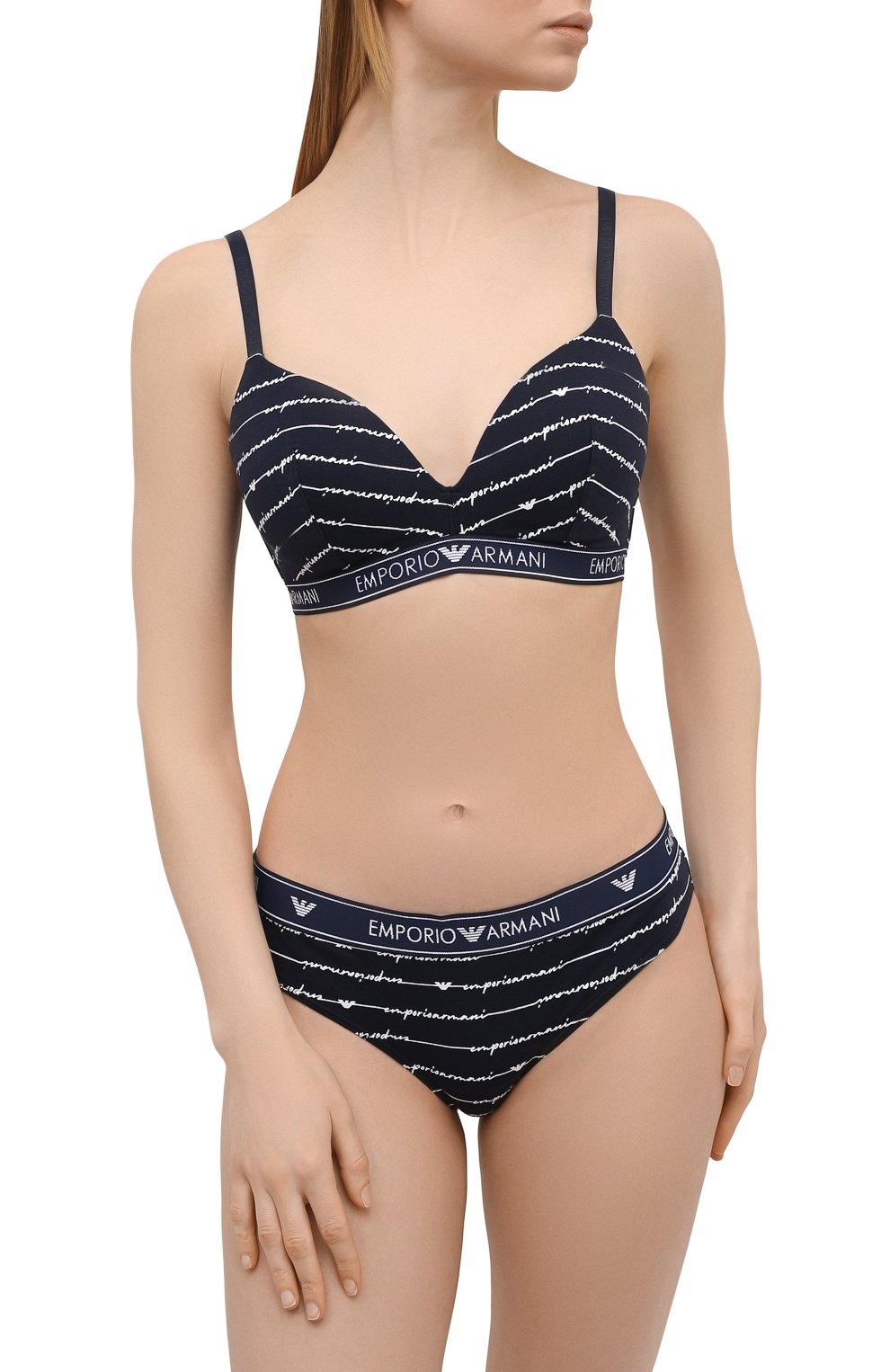 Женские набор из двух трусов-слипов EMPORIO ARMANI темно-синего цвета по цене 4995 руб., арт. 163334/1P219 | Фото 2 Женские набор из двух трусов-слипов EMPORIO ARMANI темно-синего цвета, арт. 163334/1P219 | Фото 2