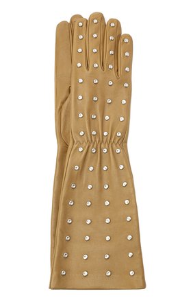 Женские кожаные перчатки BOTTEGA VENETA бежевого цвета, арт. 649948/3V00F | Фото 1 (Длина (верхняя одежда): Длинные; Региональные ограничения белый список (Axapta Mercury): RU; Материал: Натуральная кожа)