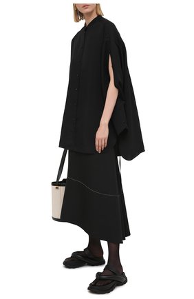 Женская рубашка из вискозы и шелка JIL SANDER черного цвета по цене 122500 руб., арт. JSPS601104-WS391900 | Фото 2 Женская рубашка из вискозы и шелка JIL SANDER черного цвета, арт. JSPS601104-WS391900 | Фото 2