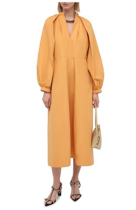 Женское хлопковое платье JIL SANDER оранжевого цвета по цене 148500 руб., арт. JSPS502306-WS244200 | Фото 2 Женское хлопковое платье JIL SANDER оранжевого цвета, арт. JSPS502306-WS244200 | Фото 2