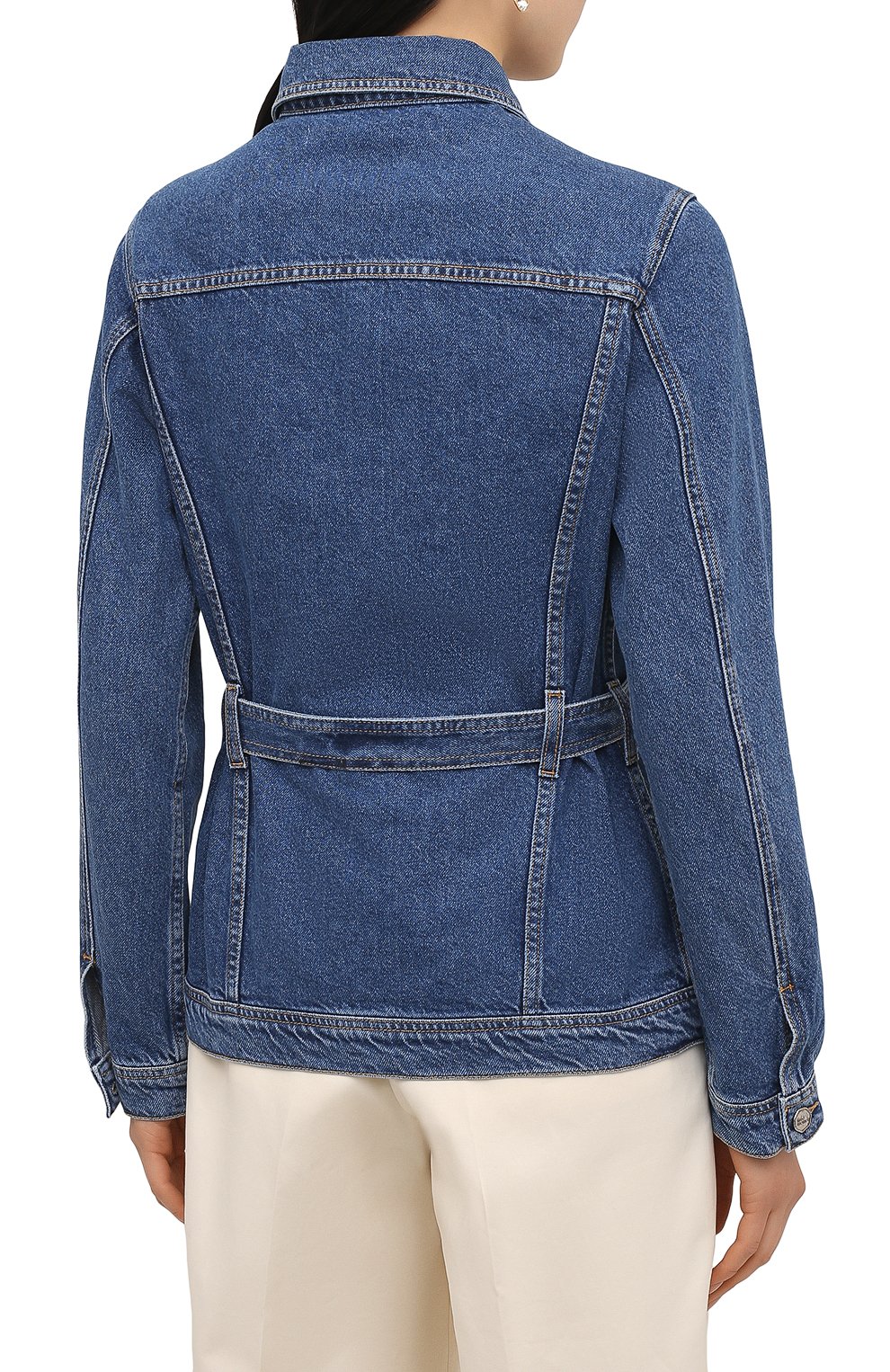 Женская джинсовая куртка TWO WOMEN IN THE WORLD синего цвета, арт. CL01/A1HF035 | Фото 4 (Кросс-КТ: Куртка, Деним; Рукава: Длинные; Стили: Гранж; Региональные ограничения белый список (Axapta Mercury): RU; Материал внешний: Хлопок; Длина (верхняя одежда): Короткие)