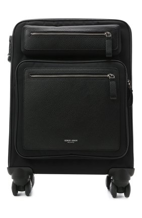 Мужской комбинированный чемодан GIORGIO ARMANI черного цвета, арт. Y2Q207/YI88E | Фото 1 (Материал: Текстиль; Размер: large; Ограничения доставки: oversized)
