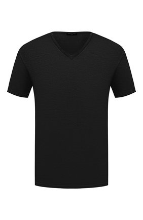 Мужская льняная футболка DANIELE FIESOLI черного цвета, арт. DF 7111 | Фото 1 (Длина (для топов): Стандартные; Материал внешний: Лен; Рукава: Короткие; Принт: Без принта; Стили: Кэжуэл)