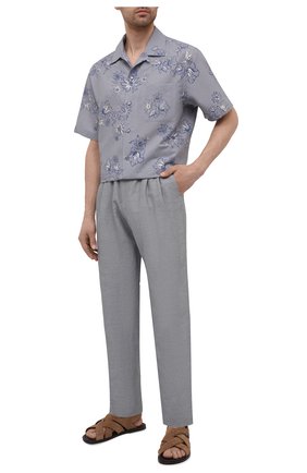 Мужские брюки из вискозы и льна GIORGIO ARMANI серого цвета по цене 89950 руб., арт. 9SGPP05M/T00RJ | Фото 2 Мужские брюки из вискозы и льна GIORGIO ARMANI серого цвета, арт. 9SGPP05M/T00RJ | Фото 2