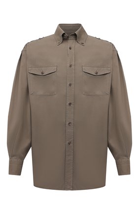 Мужская рубашка TOM FORD хаки цвета по цене 48050 руб., арт. 9FT800/940MBE | Фото 1 Мужская рубашка TOM FORD хаки цвета, арт. 9FT800/940MBE | Фото 1 (Материал внешний: Лиоцелл, Растительное волокно; Длина (для топов): Стандартные; Рукава: Длинные; Случай: Повседневный; Воротник: Button down; Манжеты: На пуговицах; Принт: Однотонные; Стили: Кэжуэл; Региональные ограничения белый список (Axapta Mercury): RU)