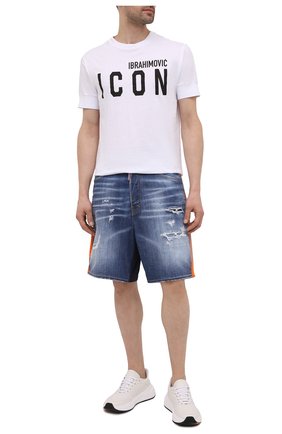 Мужские комбинированные шорты DSQUARED2 синего цвета по цене 54800 руб., арт. S74MU0639/S30342 | Фото 2 Мужские комбинированные шорты DSQUARED2 синего цвета, арт. S74MU0639/S30342 | Фото 2 (Материал внешний: Хлопок; Кросс-КТ: Деним; Принт: С принтом; Стили: Гранж; Длина Шорты М: Ниже колена)