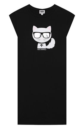 Детское хлопковое платье KARL LAGERFELD KIDS черного цвета по цене 9950 руб., арт. Z12172 | Фото 1 Детское хлопковое платье KARL LAGERFELD KIDS черного цвета, арт. Z12172 | Фото 1