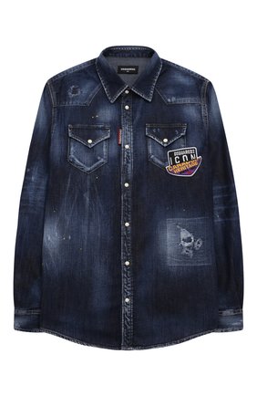 Детская джинсовая рубашка DSQUARED2 синего цвета по цене 28900 руб., арт. DQ0260-D006H | Фото 1 Детская джинсовая рубашка DSQUARED2 синего цвета, арт. DQ0260-D006H | Фото 1
