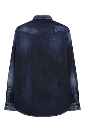 Детская джинсовая рубашка DSQUARED2 синего цвета по цене 28900 руб., арт. DQ0260-D006H | Фото 2 Детская джинсовая рубашка DSQUARED2 синего цвета, арт. DQ0260-D006H | Фото 2
