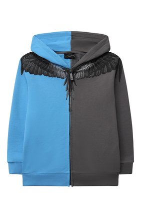 Детский хлопковая толстовка MARCELO BURLON KIDS OF MILAN голубого цвета по цене 28200 руб., арт. 21E/B/MB/2202/0020/2-6Y | Фото 1 Детский хлопковая толстовка MARCELO BURLON KIDS OF MILAN голубого цвета, арт. 21E/B/MB/2202/0020/2-6Y | Фото 1 (Рукава: Длинные; Материал внешний: Хлопок; Мальчики Кросс-КТ: Толстовка-одежда; Региональные ограничения белый список (Axapta Mercury): RU; Ростовка одежда: 6 лет | 116 см)
