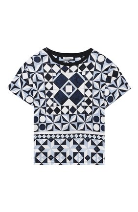 Детская хлопковая футболка DOLCE & GABBANA синего цвета по цене 12550 руб., арт. L4JTBL/G7YBL/2-6 | Фото 1 Детская хлопковая футболка DOLCE & GABBANA синего цвета, арт. L4JTBL/G7YBL/2-6 | Фото 1