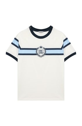 Детская хлопковая футболка DOLCE & GABBANA белого цвета по цене 12550 руб., арт. L4JT8X/G7WRV/2-6 | Фото 1 Детская хлопковая футболка DOLCE & GABBANA белого цвета, арт. L4JT8X/G7WRV/2-6 | Фото 1