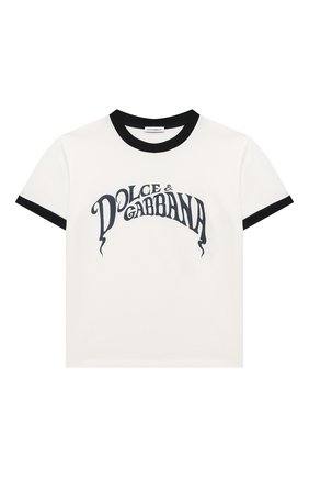 Детская хлопковая футболка DOLCE & GABBANA белого цвета по цене 11650 руб., арт. L4JT8A/G7WRU/8-14 | Фото 1 Детская хлопковая футболка DOLCE & GABBANA белого цвета, арт. L4JT8A/G7WRU/8-14 | Фото 1