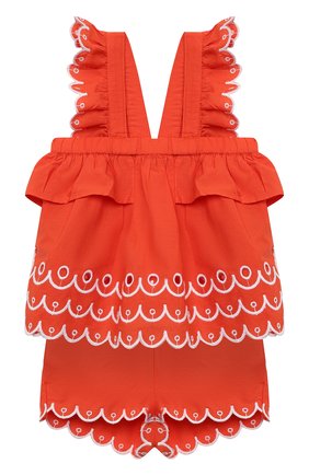 Детский комплект из топа и шорт STELLA MCCARTNEY кораллового цвета по цене 6480 руб., арт. 602544/SQK79/9M | Фото 1 Детский комплект из топа и шорт STELLA MCCARTNEY кораллового цвета, арт. 602544/SQK79/9M | Фото 1