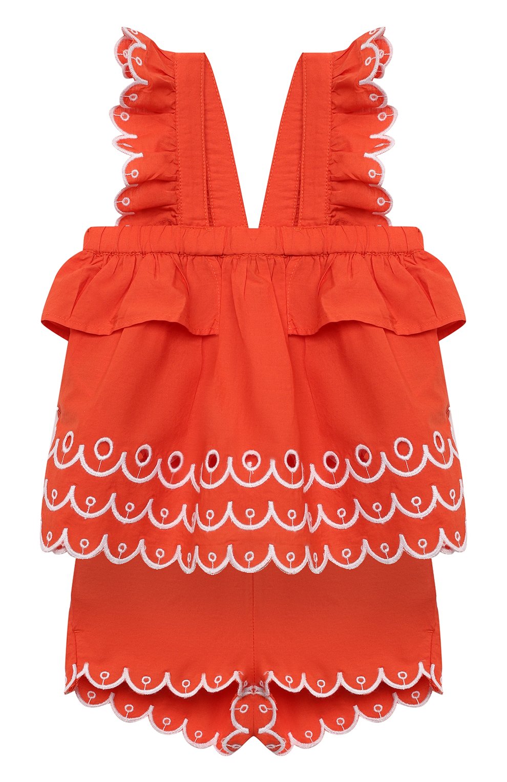 Детский комплект из топа и шорт STELLA MCCARTNEY кораллового цвета, арт. 602544/SQK79 | Фото 1