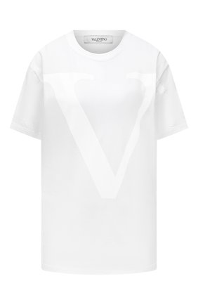 Женская хлопковая футболка VALENTINO белого цвета по цене 41950 руб., арт. VB3MG11C66H | Фото 1 Женская хлопковая футболка VALENTINO белого цвета, арт. VB3MG11C66H | Фото 1