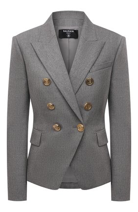 Женский шерстяной жакет BALMAIN серого цвета по цене 191000 руб., арт. VF0SG000/W128 | Фото 1 Женский шерстяной жакет BALMAIN серого цвета, арт. VF0SG000/W128 | Фото 1