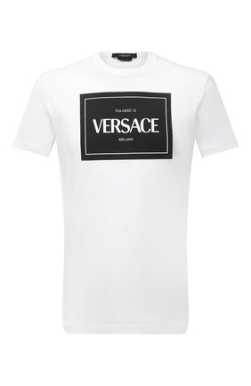 Мужская хлопковая футболка VERSACE белого цвета по цене 29050 руб., арт. A89296/A228806 | Фото 1 Мужская хлопковая футболка VERSACE белого цвета, арт. A89296/A228806 | Фото 1