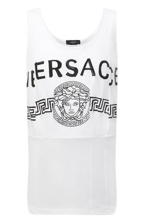 Мужская хлопковая майка VERSACE белого цвета по цене 38050 руб., арт. A89125/A228806 | Фото 1 Мужская хлопковая майка VERSACE белого цвета, арт. A89125/A228806 | Фото 1 (Длина (для топов): Удлиненные; Рукава: Короткие; Материал внешний: Хлопок; Принт: С принтом; Стили: Спорт-шик)