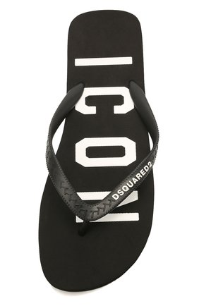 Мужские шлепанцы DSQUARED2 черного цвета, арт. FFM0001 17203516 | Фото 5 (Материал внешний: Резина)