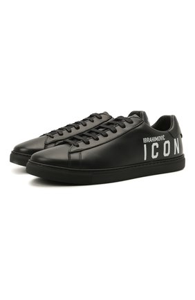 Мужские кожаные кеды icon d2 x ibra DSQUARED2 черного цвета по цене 36250 руб., арт. SNM0005 01504180 | Фото 1 Мужские кожаные кеды icon d2 x ibra DSQUARED2 черного цвета, арт. SNM0005 01504180 | Фото 1